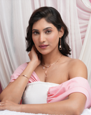 Rose Gold Multi-Charm Paperclip Chain with Earing Set