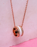 Rose Gold-Tone and White Enamel Cylindrical Pendant Chain