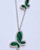 Silver-Tone Malachite Butterfly Chain