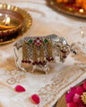 Kamdhenu Cow and Calf Silver Figurine