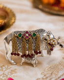 Kamdhenu Cow and Calf Silver Figurine