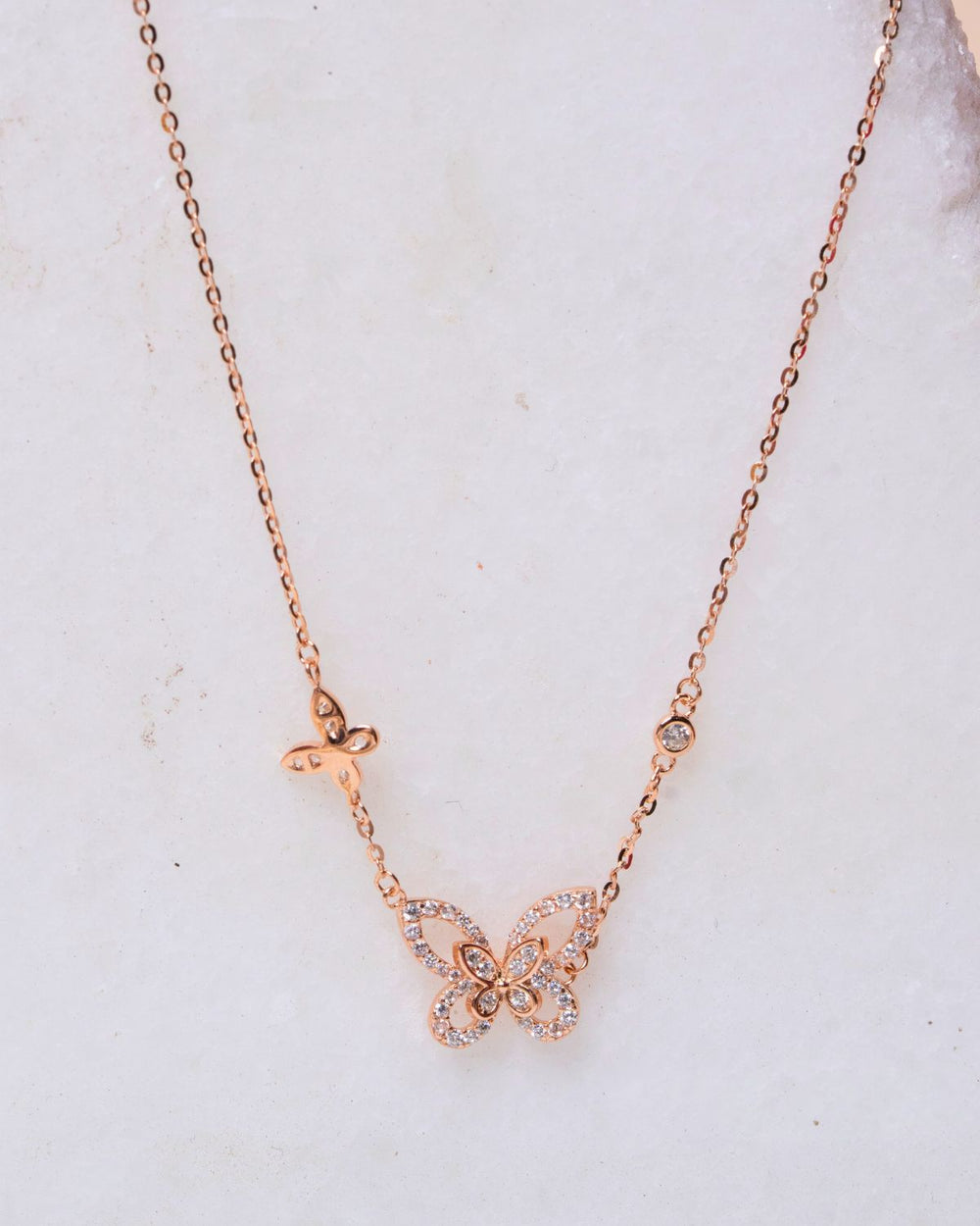 Rose Gold-Tone Dual Butterfly Station Chain