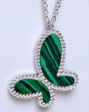 Silver-Tone Malachite Butterfly Chain