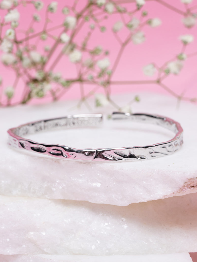 Silver-Tone Hammered Texture Kada