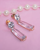 Rosé Crystal Elongated Drop Earrings