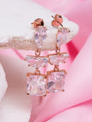 Rose Gold-Tone Cubic Drop Earrings