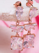 Rose Gold-Tone Cubic Drop Earrings