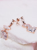 Rose Gold-Tone Cubic Drop Earrings