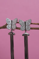 Butterfly Silver Dangle Tassel Earrings