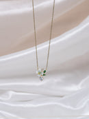 Enamel Flower Drop Chain in Gold Tone