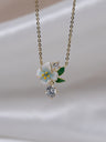 Enamel Flower Drop Chain in Gold Tone