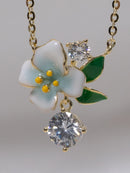 Enamel Flower Drop Chain in Gold Tone