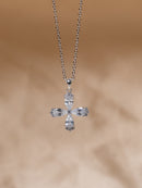 Dazzling Four-Leaf Clover Pear-Cut CZ Pendant Chain