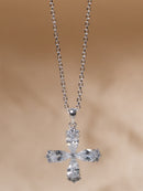Dazzling Four-Leaf Clover Pear-Cut CZ Pendant Chain