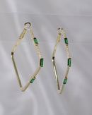 Geometric Green Baguette Earings