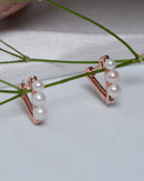 Freshwater Pearl Hoop Earrings in Rose Gold