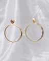 Modern Architectural Brushed Gold Drop Hoop Earrings