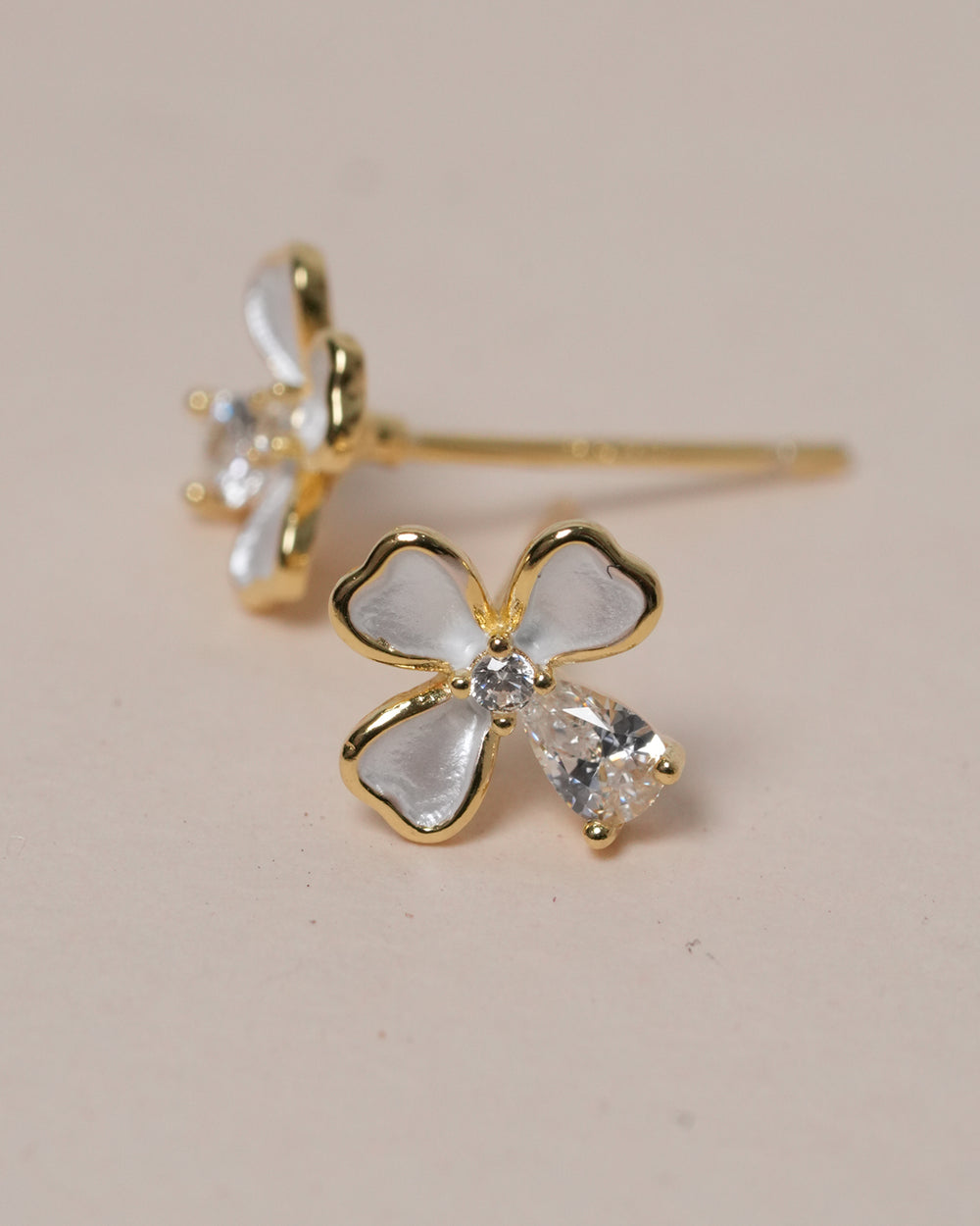 Enamel Clover Flower Stud Earrings