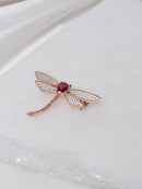 Rose Gold Dragonfly Brooch with Pavé Crystals