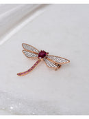 Rose Gold Dragonfly Brooch with Pavé Crystals