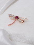 Rose Gold Dragonfly Brooch with Pavé Crystals
