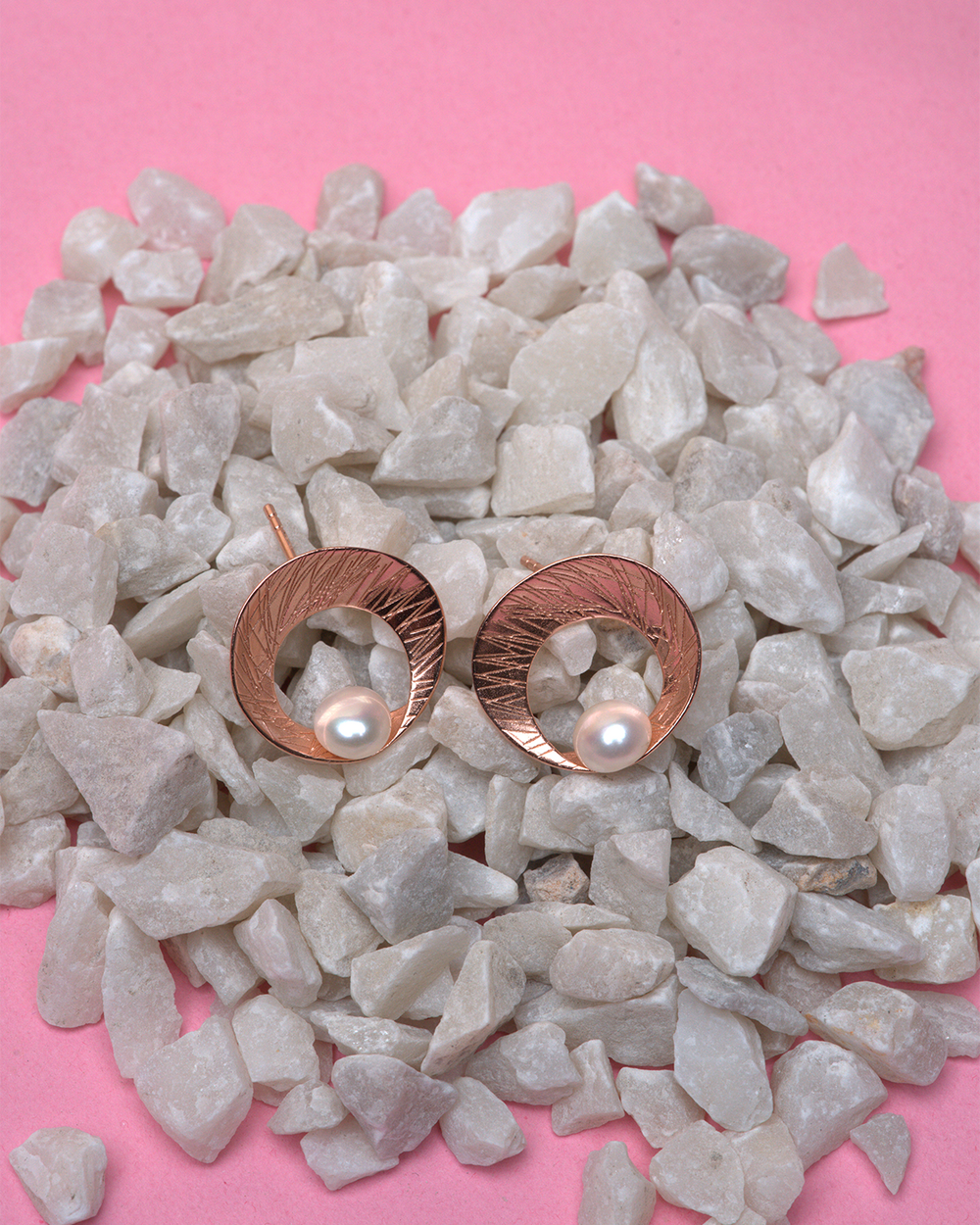 Rosé Pearl Halo Stud Earrings