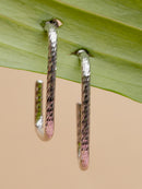 Textured Silver-Tone Rectangular Hoop Earrings