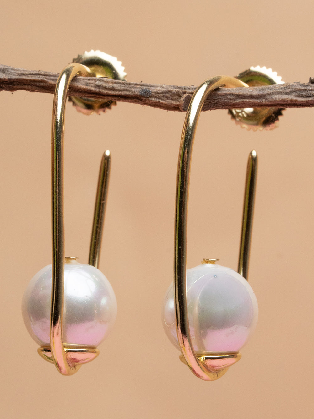 Gold-Tone Modern Swing Pearl Drop Earrings