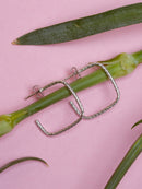 Textured Silver-Tone Rectangular Hoop Earrings