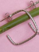 Textured Silver-Tone Rectangular Hoop Earrings