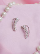 Silver Tone Climbing Pearl Ear Cuff