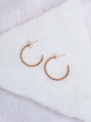 Rose Gold Beaded Half-Hoop Earrings