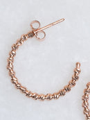 Rose Gold Beaded Half-Hoop Earrings