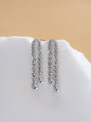 Silver Tone Pavé Dangle Earrings