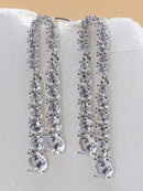 Silver Tone Pavé Dangle Earrings