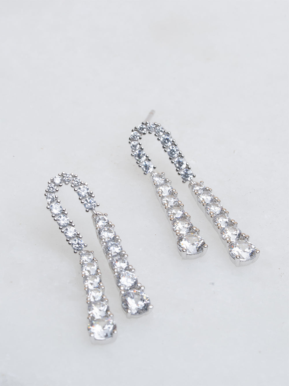 Silver Tone Pavé Dangle Earrings