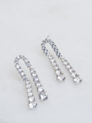 Silver Tone Pavé Dangle Earrings