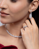 Dainty Marquise Drop Earring and Chain Set With Bracelet