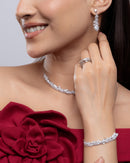 Dainty Marquise Drop Earring and Chain Set With Bracelet