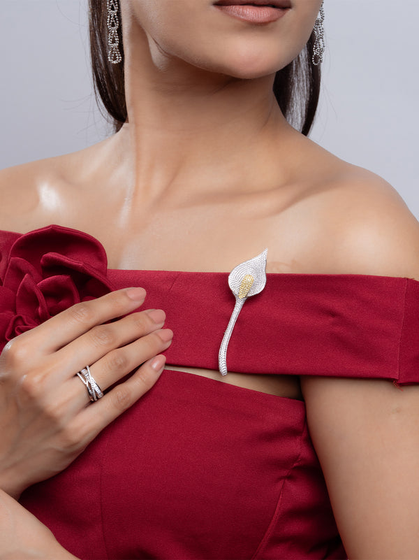 Elegant Lily Crystal Brooch Pin