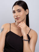 Black Enamel & Crystal Marquise Ear Cuff