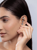 Black Enamel & Crystal Marquise Ear Cuff