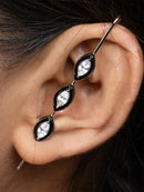 Black Enamel & Crystal Marquise Ear Cuff