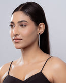 Modern Square Stud with Multi-Chain Dangle Earrings