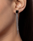 Modern Square Stud with Multi-Chain Dangle Earrings