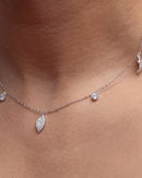 Dazzling Cubic Zirconia Flowerette Chain & Earring Set