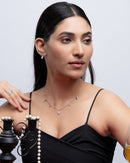 Dazzling Cubic Zirconia Flowerette Chain & Earring Set