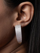 Wide Pavé Crystal Hoop Earrings