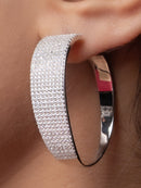 Wide Pavé Crystal Hoop Earrings