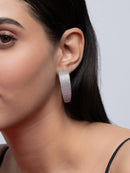 Wide Pavé Crystal Hoop Earrings